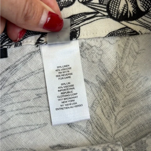 T Tahari Monochrome Botanical A-Line Linen Skirt Size 2 - Picture 10 of 10